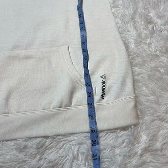 REEBOK White Grey Scoop Neck Cotton Hoodie Sweatshirt Size Medium - Picture 2 of 9